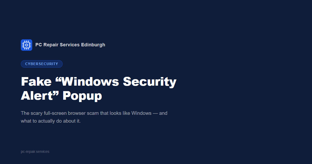 Fake &ldquo;Windows Security Alert&rdquo; Popup: What To Do (a Corstorphine Guide)