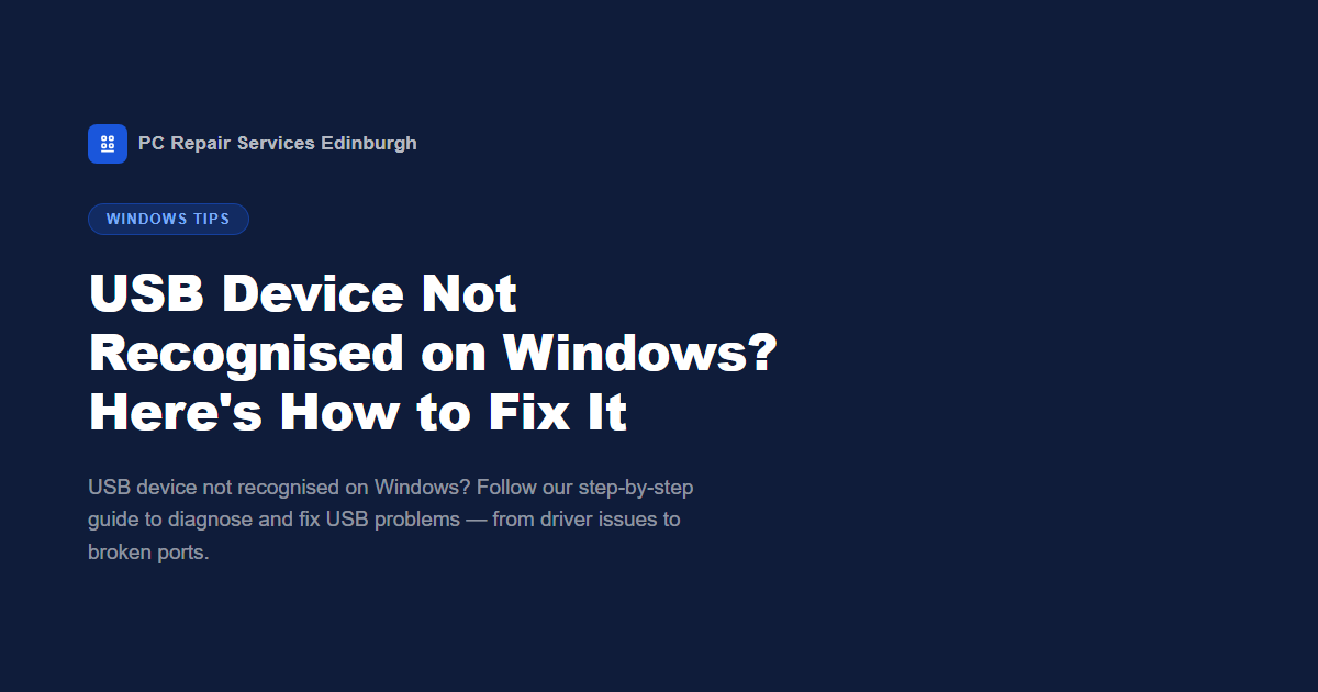 USB Device Not Recognised on Windows? Here's How to Fix It