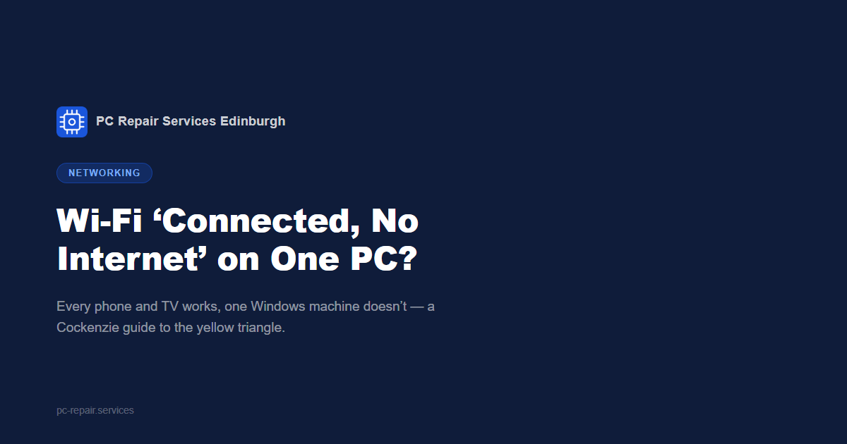 Wi-Fi &lsquo;Connected, No Internet&rsquo; on One PC: A Cockenzie Guide