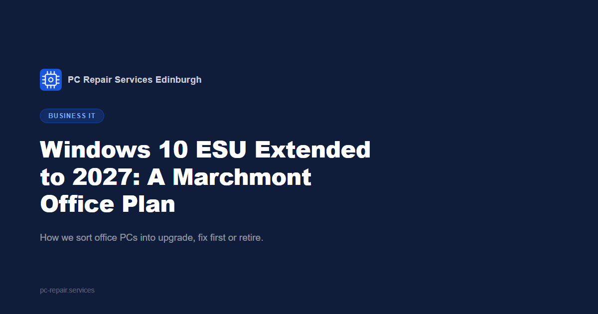 Windows 10 ESU Extended to October 2027: A Marchmont Small-Office Plan
